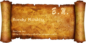 Bondy Mihály névjegykártya